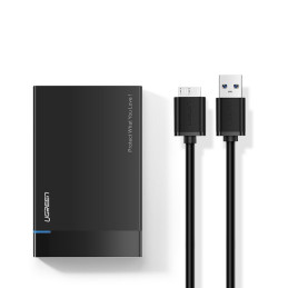 Ugreen HDD SSD disko korpusas SATA 2,5 colio USB 3.2 Gen 1 (5 Gbps) mikro USB SuperSpeed + 0,5 m kabelis juodas (US221 3...