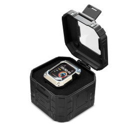 Kingxbar CYF140 2in1 šarvuotas dėklas Apple Watch SE, 6, 5, 4 (44 mm) pagamintas iš nerūdijančio plieno su sidabriniu di...