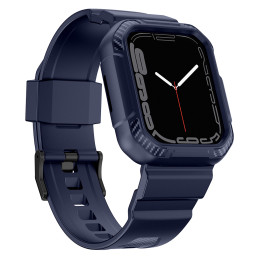 Kingxbar CYF106 2in1 šarvuotas dėklas Apple Watch SE, 9, 8, 7, 6, 5, 4, 3, 2, 1 (41, 40, 38 mm) su mėlynos spalvos dirže...