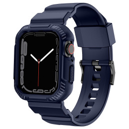 Kingxbar CYF106 2in1 šarvuotas dėklas Apple Watch SE, 9, 8, 7, 6, 5, 4, 3, 2, 1 (41, 40, 38 mm) su mėlynos spalvos dirže...