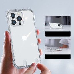 Joyroom Defender serijos dėklo dangtelis, skirtas iPhone 14 šarvuotam dėklui su kabliukais, stovi skaidrus (JR-14H1)