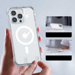 Joyroom Magnetic Defender magnetinis dėklas skirtas iPhone 14 Plus šarvuotas dangtelis su kabliukais, stovi skaidrus (su...