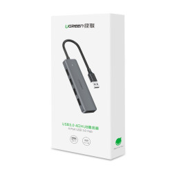 Ugreen USB HUB skirstytuvas – 4x USB 3.2 Gen 1 su mikro USB maitinimo prievadu pilka spalva (CM219 50985)