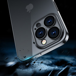 Joyroom 14Q Case dėklas, skirtas iPhone 14 Pro korpuso dangčiui su metaliniu rėmeliu juodas (JR-14Q2-juodas)