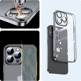 Joyroom 14Q Case dėklas, skirtas iPhone 14 Pro korpuso dangčiui su metaliniu rėmeliu juodas (JR-14Q2-juodas)