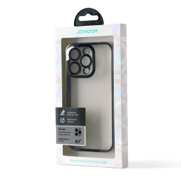 Joyroom 14Q Case dėklas, skirtas iPhone 14 Pro korpuso dangčiui su metaliniu rėmeliu juodas (JR-14Q2-juodas)