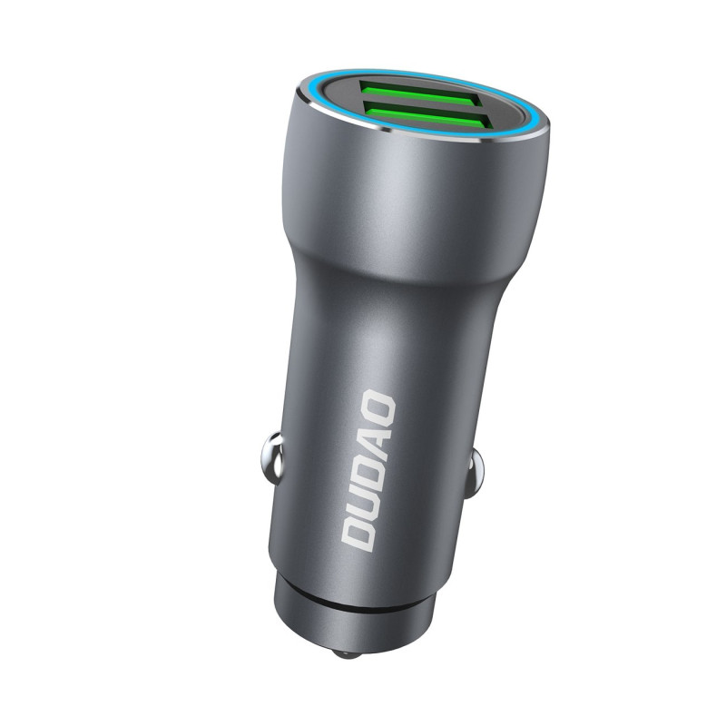 Dudao greitas automobilinis įkroviklis 2 x USB 3A 18W pilka (R4+)
