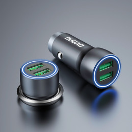 Dudao greitas automobilinis įkroviklis 2 x USB 3A 18W pilka (R4+)