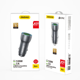 Dudao greitas automobilinis įkroviklis 2 x USB 3A 18W pilka (R4+)