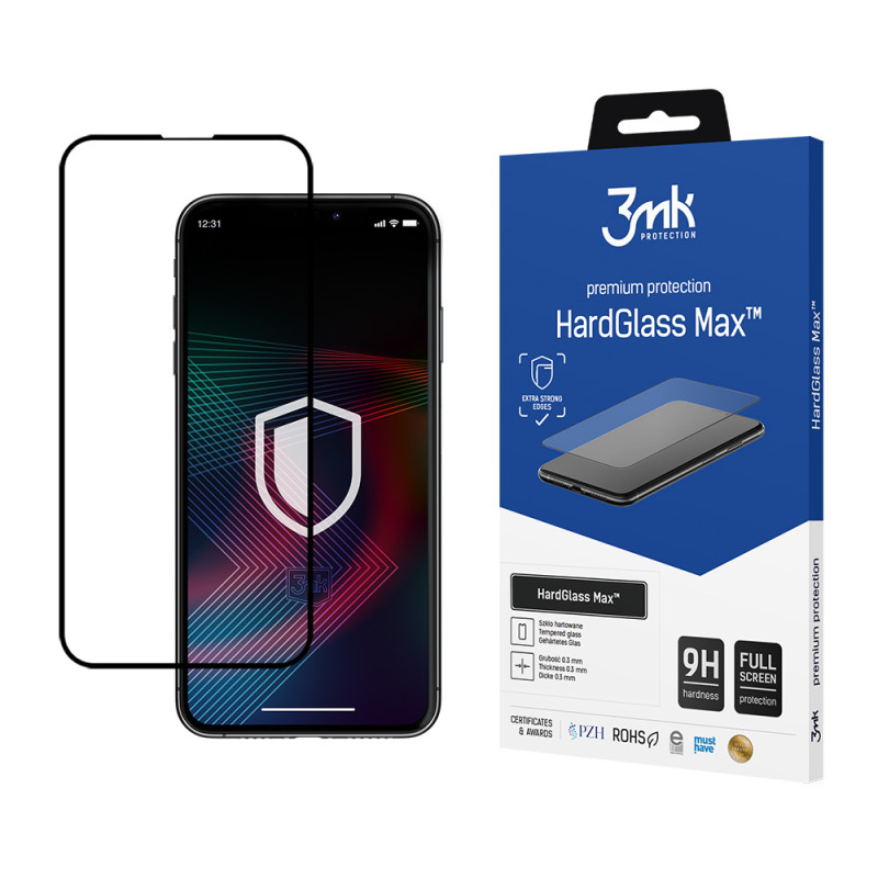 9H 3mk HardGlass Max™ stiklas, skirtas iPhone 14 Plus
