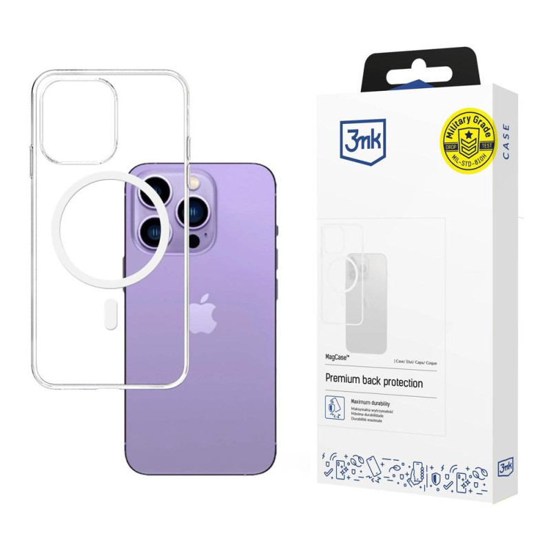 3mk Mag Case su MagSafe, skirtas iPhone 14 Pro Max – skaidrus