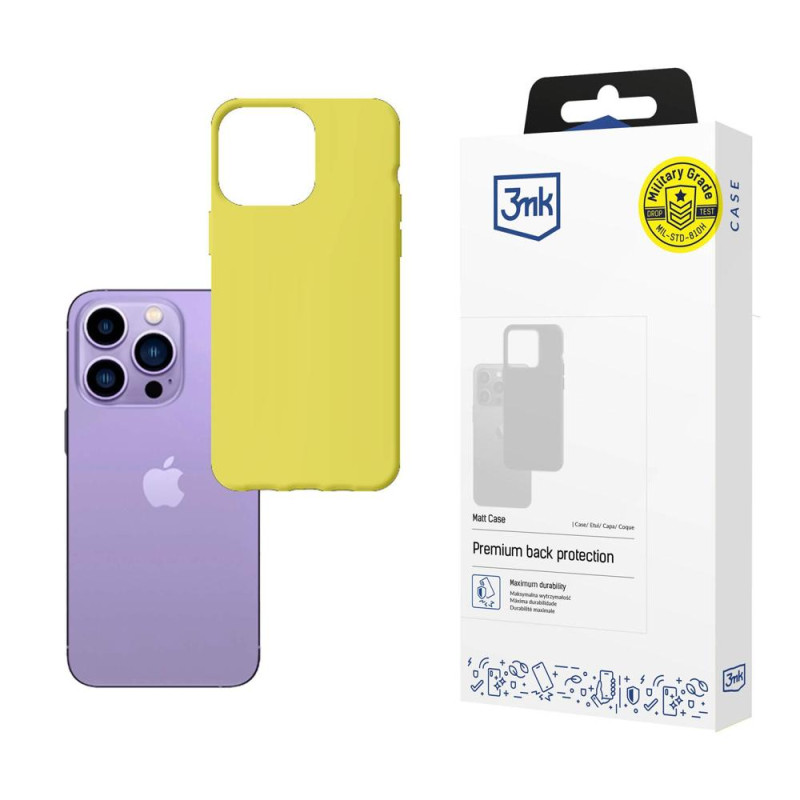 3mk matinis dėklas, skirtas iPhone 14 Pro – geltonas