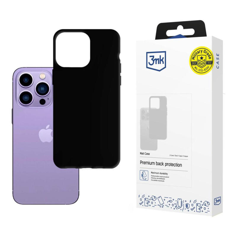 3mk matinis dėklas, skirtas iPhone 14 Pro – juodas