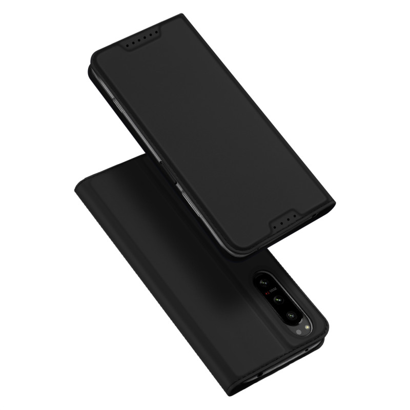 Dux Ducis Skin Pro dėklas, skirtas Sony Xperia 5 IV dangteliu su atvartu kortelės piniginės stovu juodas
