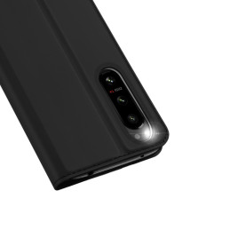 Dux Ducis Skin Pro dėklas, skirtas Sony Xperia 5 IV dangteliu su atvartu kortelės piniginės stovu juodas