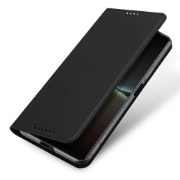 Dux Ducis Skin Pro dėklas, skirtas Sony Xperia 5 IV dangteliu su atvartu kortelės piniginės stovu juodas