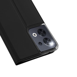 „Dux Ducis Skin Pro“ dėklas, skirtas „Oppo Reno 8“ dangteliui su atvartu, juodas piniginės stovas