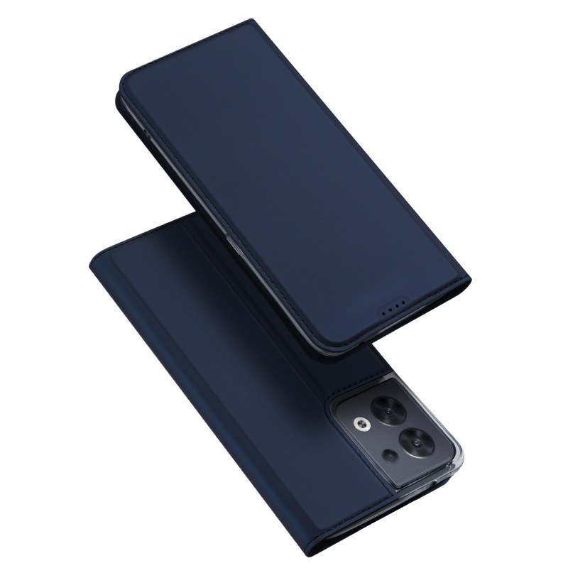 Dux Ducis Skin Pro dėklas, skirtas Oppo Reno 8 dangteliui su atvartu, kortelės piniginės stovu mėlynas