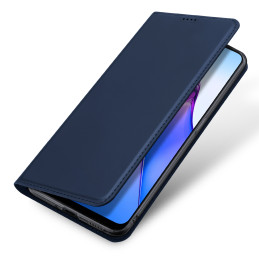 Dux Ducis Skin Pro dėklas, skirtas Oppo Reno 8 dangteliui su atvartu, kortelės piniginės stovu mėlynas