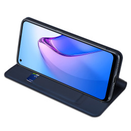 Dux Ducis Skin Pro dėklas, skirtas Oppo Reno 8 dangteliui su atvartu, kortelės piniginės stovu mėlynas