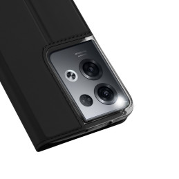 Dux Ducis Skin Pro dėklas, skirtas Oppo Reno 8 Pro dangteliu su atvartu, kortelių piniginės stovu juodas