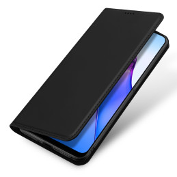 Dux Ducis Skin Pro dėklas, skirtas Oppo Reno 8 Pro dangteliu su atvartu, kortelių piniginės stovu juodas