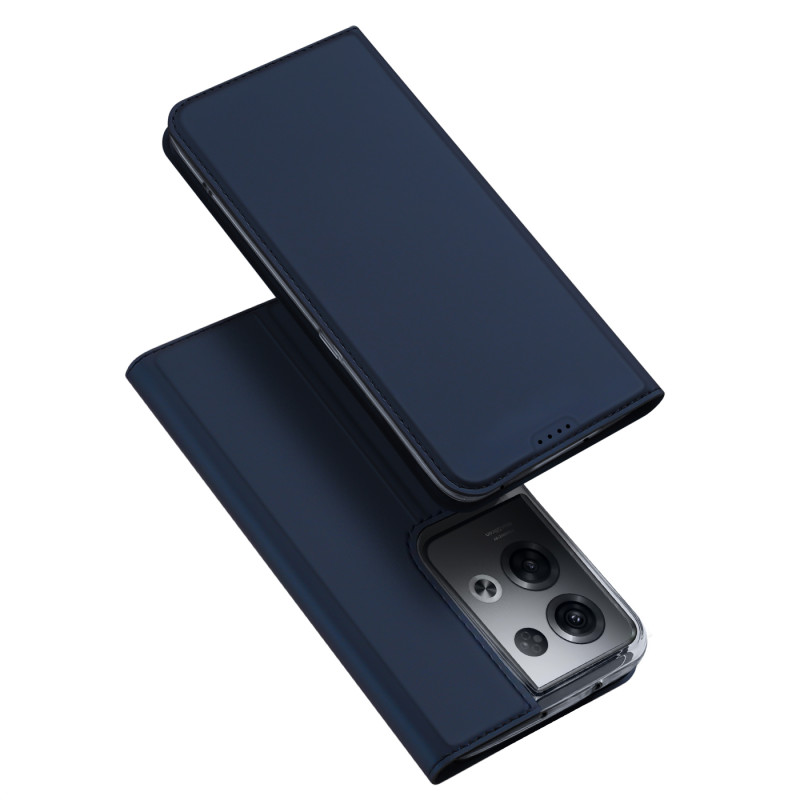 Dux Ducis Skin Pro dėklas, skirtas Oppo Reno 8 Pro dangteliu su atvartu, kortelės piniginės stovu mėlynas