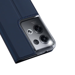 Dux Ducis Skin Pro dėklas, skirtas Oppo Reno 8 Pro dangteliu su atvartu, kortelės piniginės stovu mėlynas