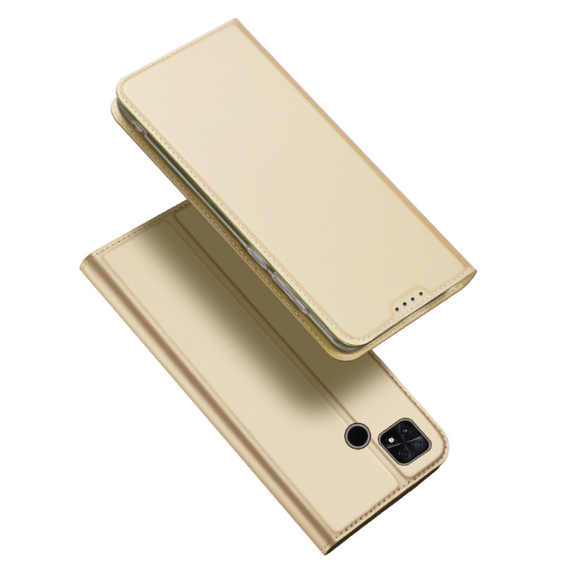Dux Ducis Skin Pro dėklas Xiaomi Poco C40 su atvartu kortelės piniginės stovas auksinis
