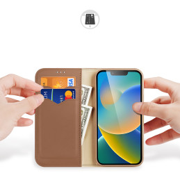 Dux Ducis Hivo odinis atverčiamas dėklas Natūralios odinės dangtelio piniginė kortelėms ir asmens dokumentams iPhone 14 ...