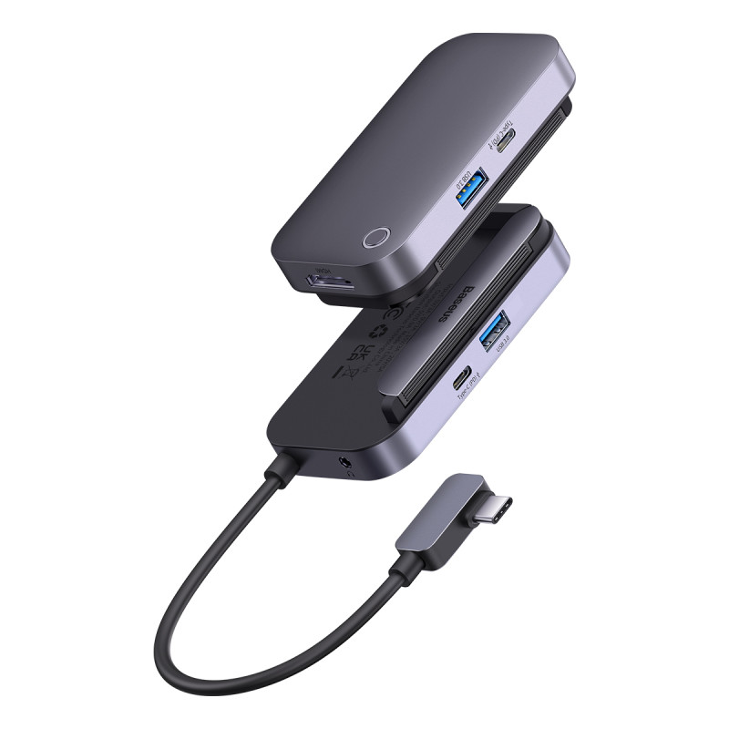 Universalus USB HUB planšetiniam kompiuteriui / išmaniajam telefonui 4in1 USB-C Baseus PadJoy - tamsiai pilka
