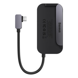 Universalus USB HUB planšetiniam kompiuteriui / išmaniajam telefonui 4in1 USB-C Baseus PadJoy - tamsiai pilka