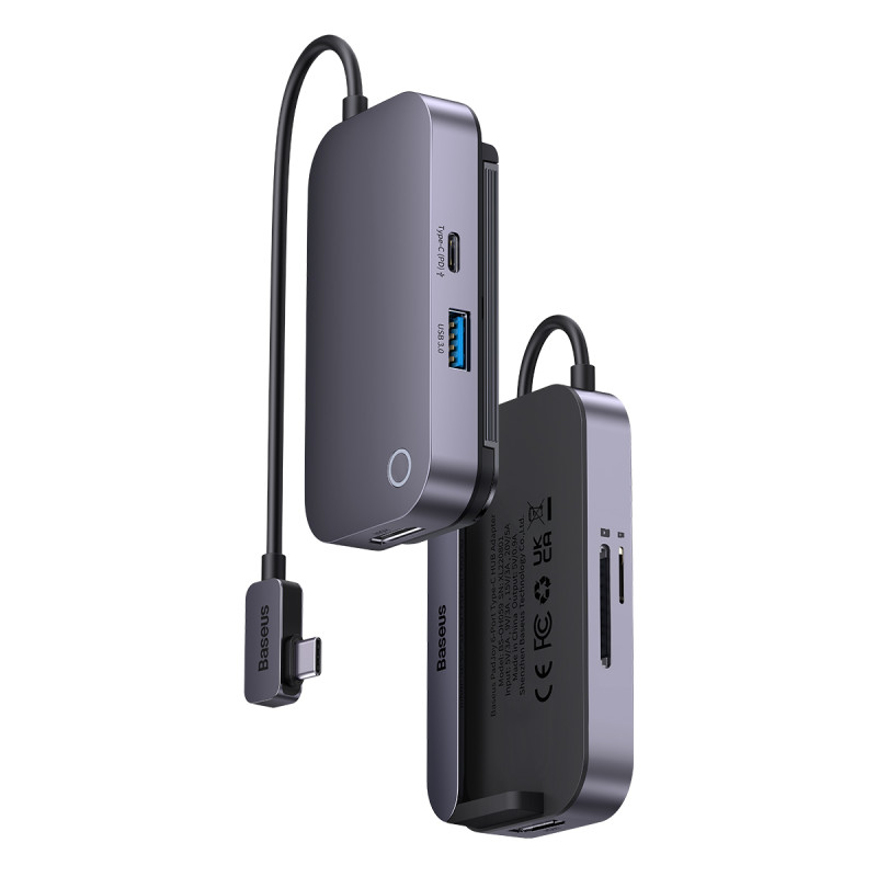 Universalus USB HUB planšetiniam kompiuteriui / išmaniajam telefonui 6in1 USB-C Baseus PadJoy - tamsiai pilka