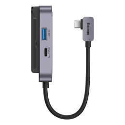 Universalus USB HUB planšetiniam kompiuteriui / išmaniajam telefonui 6in1 USB-C Baseus PadJoy - tamsiai pilka