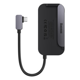 Universalus USB HUB planšetiniam kompiuteriui / išmaniajam telefonui 6in1 USB-C Baseus PadJoy - tamsiai pilka