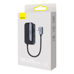 Universalus USB HUB planšetiniam kompiuteriui / išmaniajam telefonui 6in1 USB-C Baseus PadJoy - tamsiai pilka
