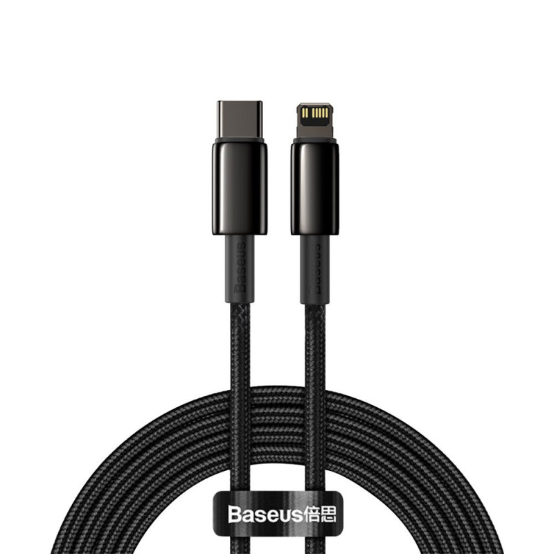 Baseus CATLWJ-A01 Lightning – USB-C PD 20W 480Mb/ s 2m laidas – juodas