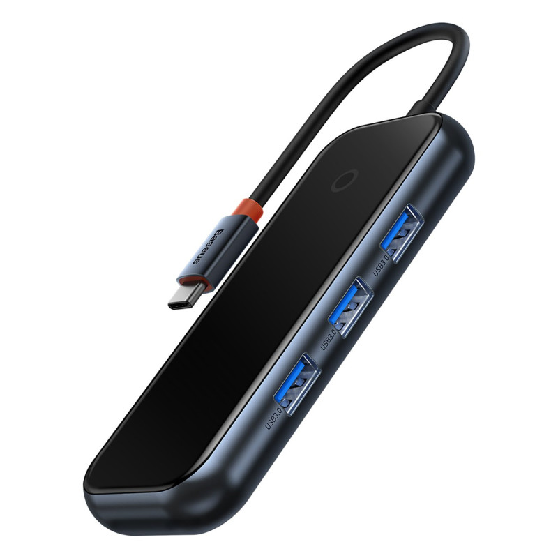 „Baseus AcmeJoy HUB“ 4 prievadų (USB-C iki 1 x USB-C PD&Data / 3 x USB3.0) tamsiai pilka (WKJZ010013)