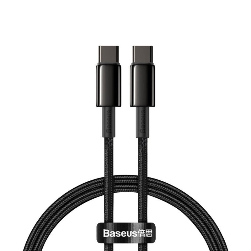 Baseus CATWJ-01 USB-C – USB-C PD QC kabelis 100W 5A 1m – juodas