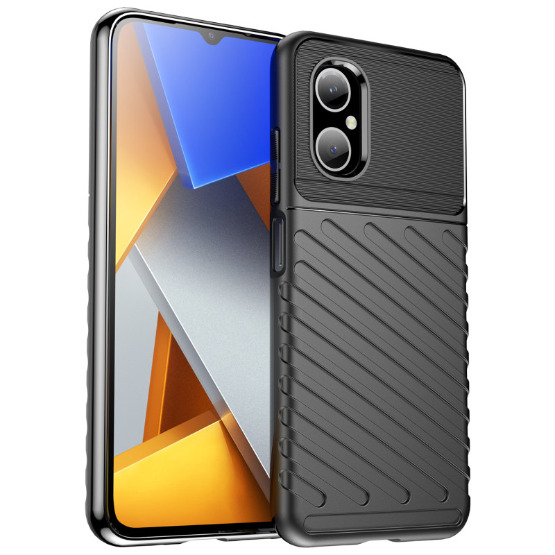 „Thunder Case Xiaomi Poco M4 5G“ silikoninis šarvuotas dangtelis juodas