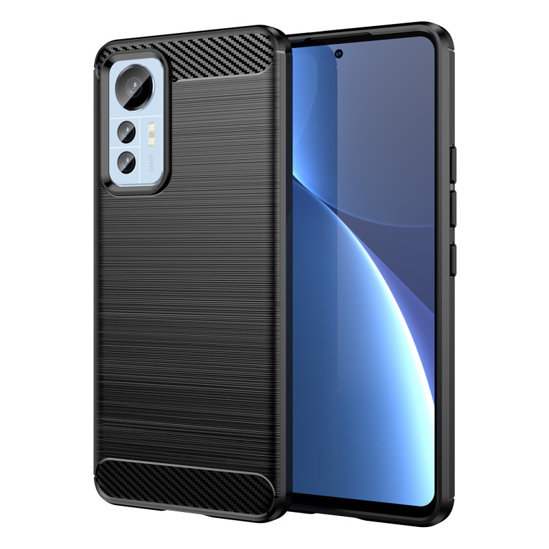Carbon Case Xiaomi 12 Lite lankstus silikoninis anglies dangtelis juodas