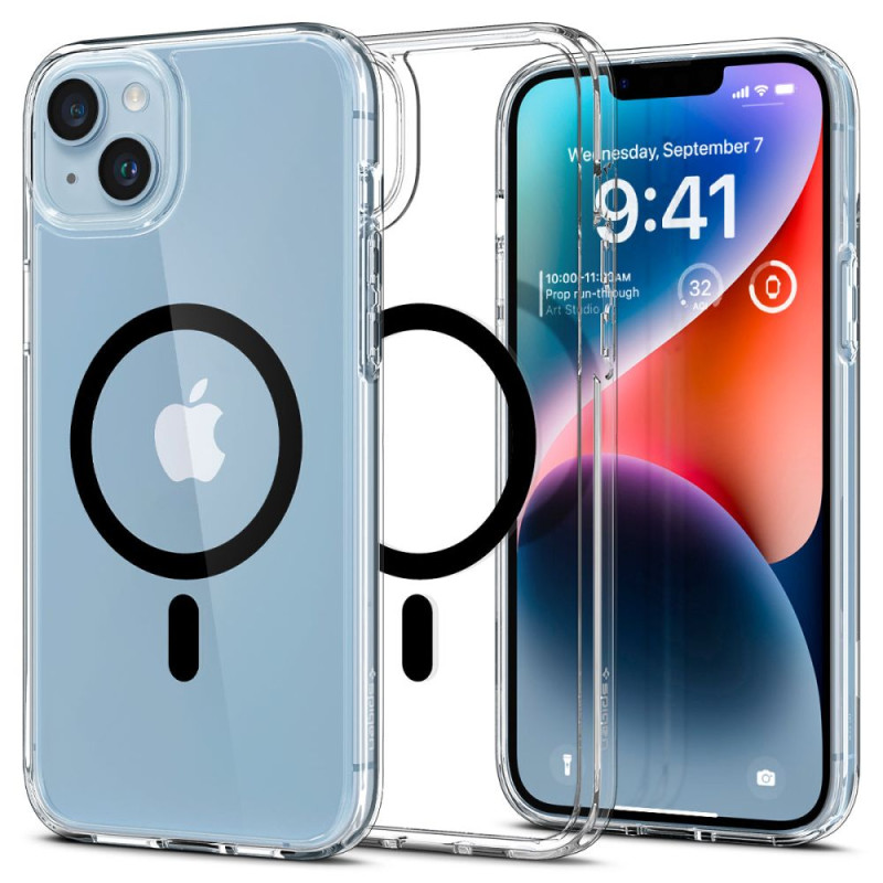 Spigen Ultra Hybrid Mag Dėklas su MagSafe, skirtas iPhone 14 Plus – skaidrus ir juodas