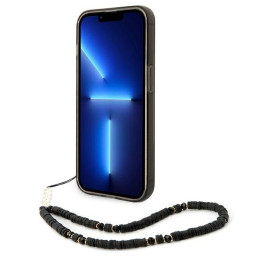 Guess Translucent Pearl Strap dėklas, skirtas iPhone 14 Pro - juodas