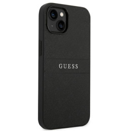 Guess Saffiano Strap dėklas iPhone 14 Plus - juodas