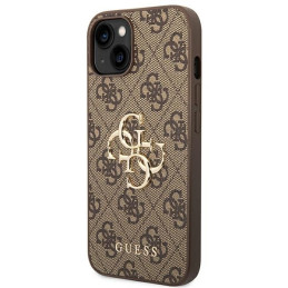 Guess 4G Big Metal Logo dėklas, skirtas iPhone 14 - rudas