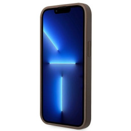 Guess 4G Big Metal Logo dėklas, skirtas iPhone 14 - rudas