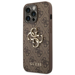 Guess 4G Big Metal Logo dėklas, skirtas iPhone 14 Pro - rudas