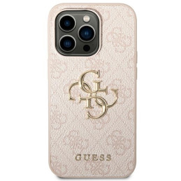 Guess 4G Big Metal Logo dėklas, skirtas iPhone 14 Pro - rožinis