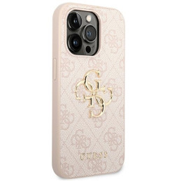 Guess 4G Big Metal Logo dėklas, skirtas iPhone 14 Pro - rožinis