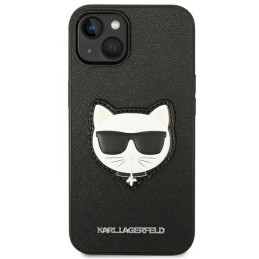 Karl Lagerfeld Saffiano Choupette Head Patch dėklas iPhone 14 Plus - juodas